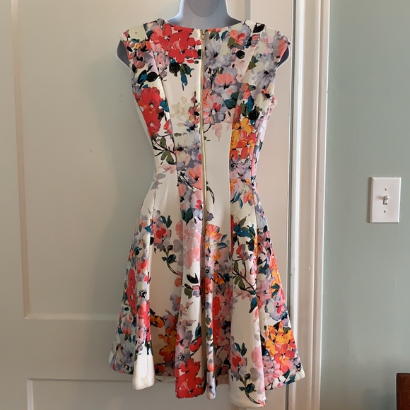 Fit and Flare Floral Scuba Dress - Picture 2 of 5
